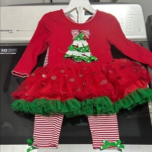 Girls two piece Christmas sparkle outfit set tulle sequin